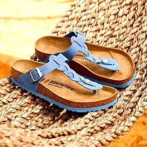 NWOT Birkenstock gizeh braided sandal in dusty blue